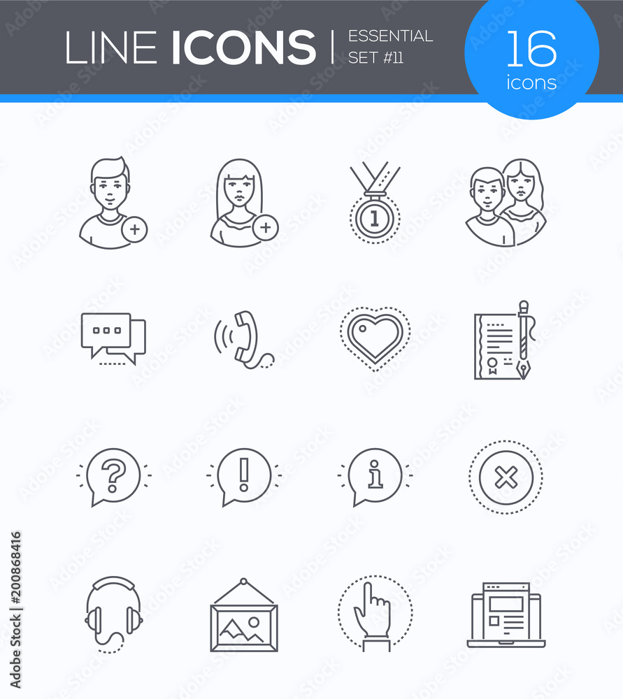 Social media - modern line design style icons set Social media - modern line design style icons set