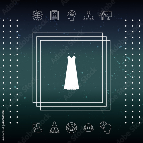 Long Dress, Evening dress, combination or nightie , the silhouette. Menu item in the web design