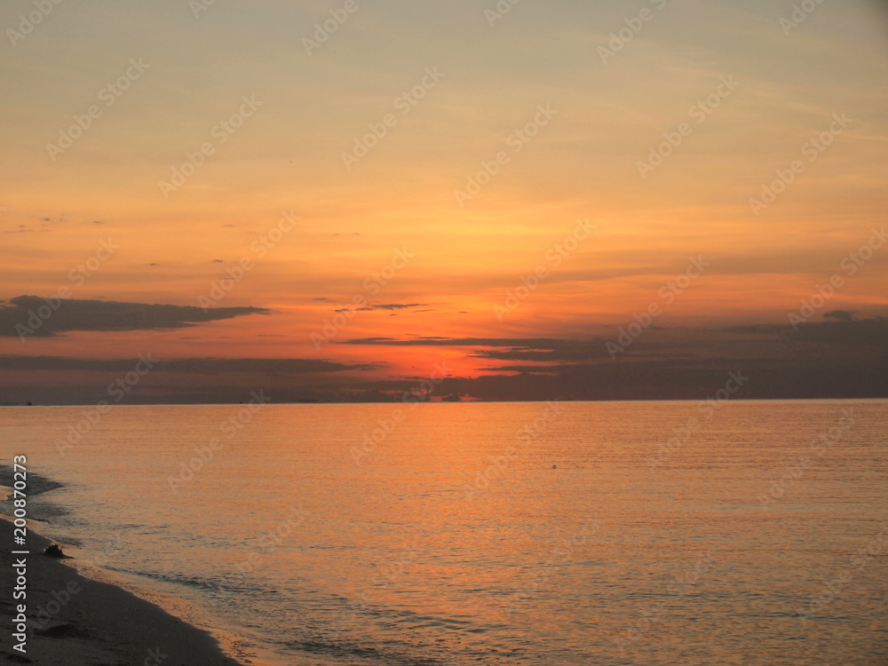 Slow shutter seascape view and beautiful sunrise