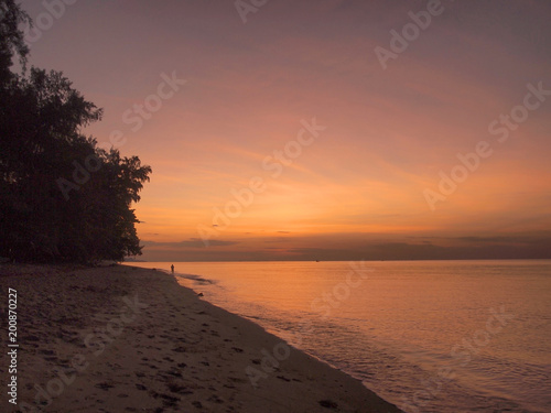 Slow shutter seascape view and beautiful sunrise