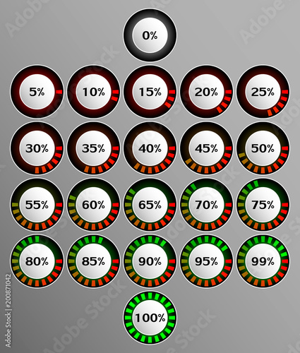 set round indicators showing the percentage of downloads