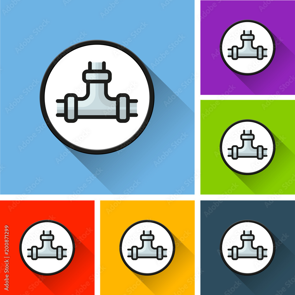 water pipe icons with long shadow water pipe icons with long shadow