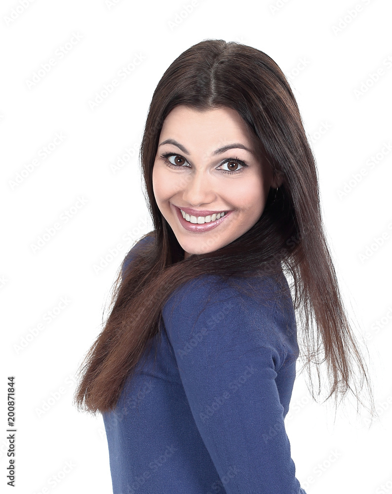 smiling young woman in casual clothes.isolated on white background smiling young woman in casual clothes.isolated on white background