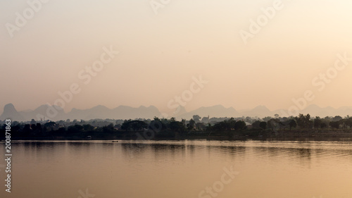 landscape photo on sunset, mountain and river in Thailand © NARANAT STUDIO