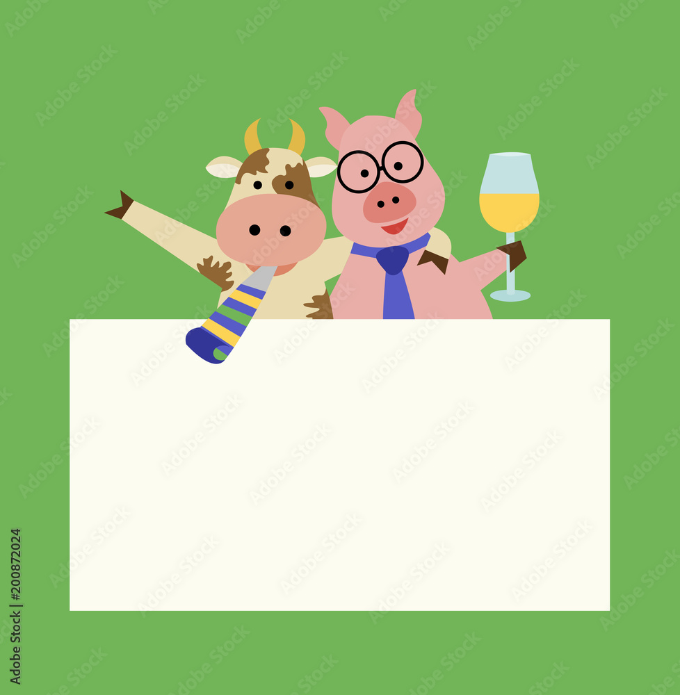 Funny cartoon party invitation or greeting card Funny cartoon party invitation or greeting card