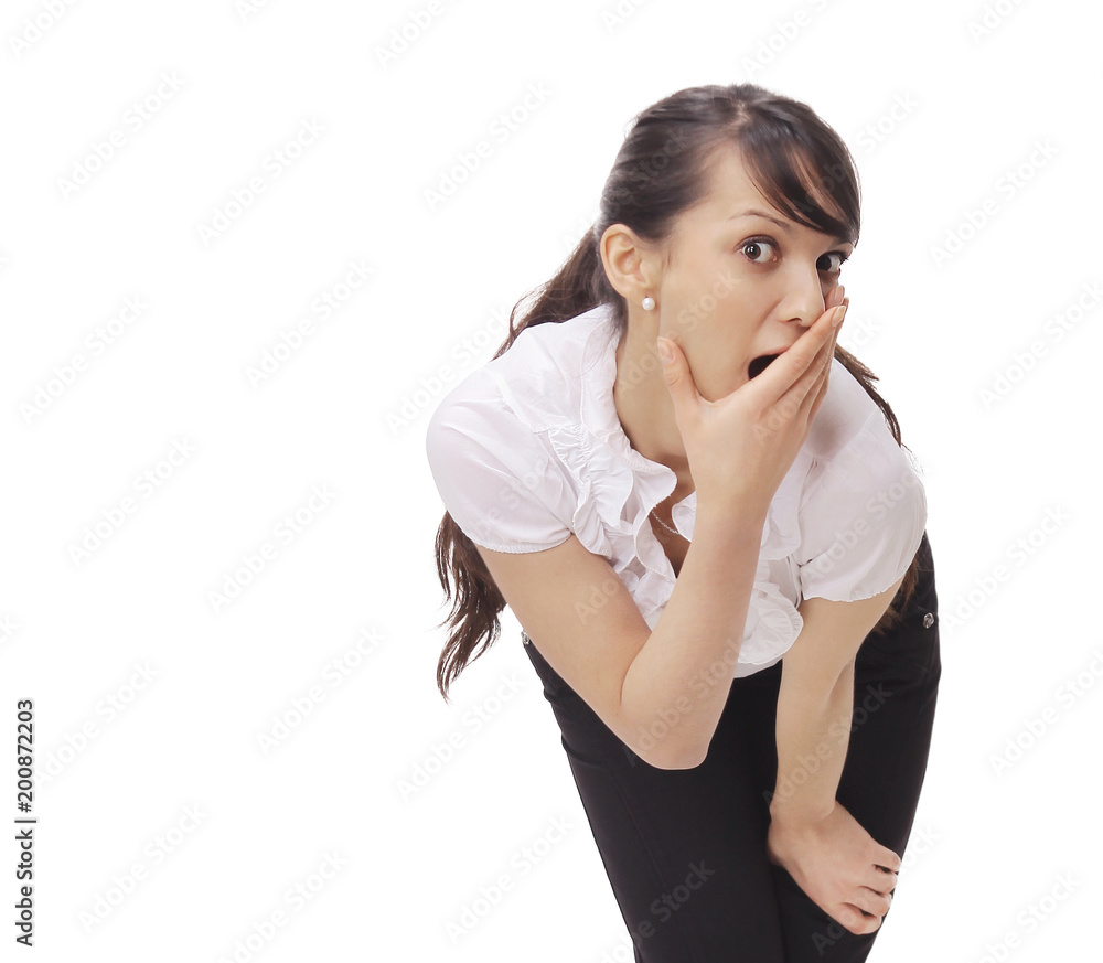 closeup. portrait of a frightened young business women closeup. portrait of a frightened young business women