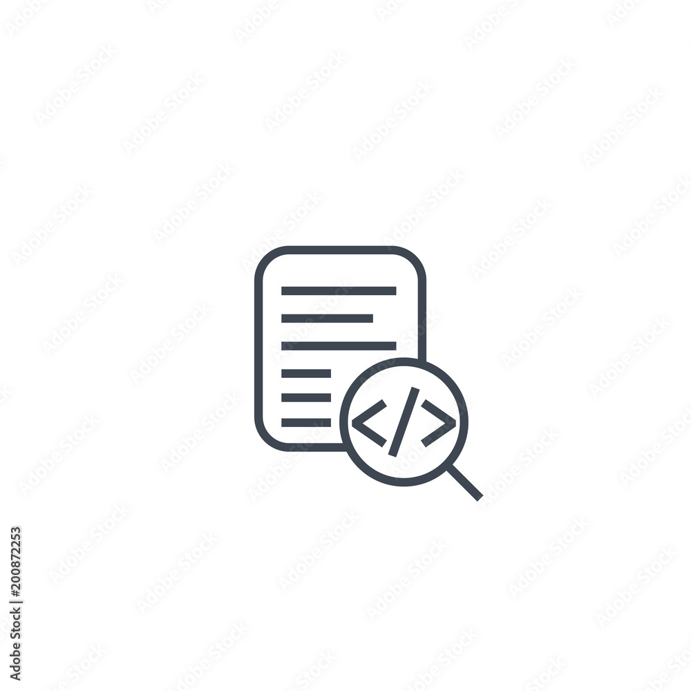 Code review icon on white, linear Code review icon on white, linear
