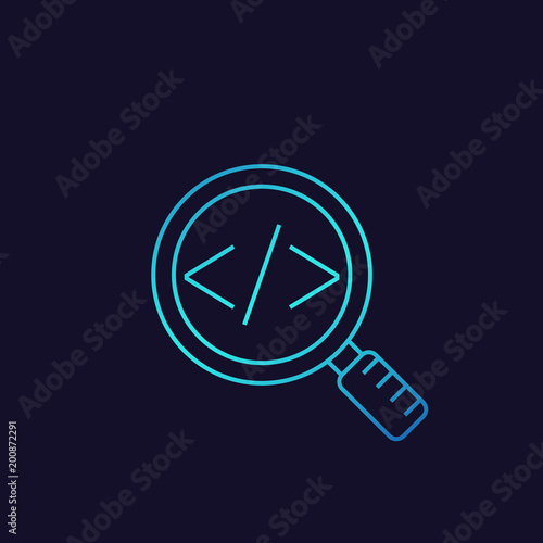 Code review vector linear icon