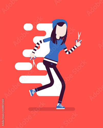 Girl running with scissors