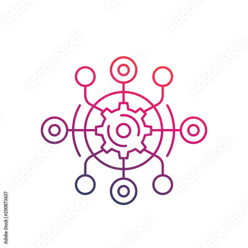 technological process, production, innovation vector line icon