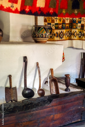 Romanian folk house interior with decoration photo