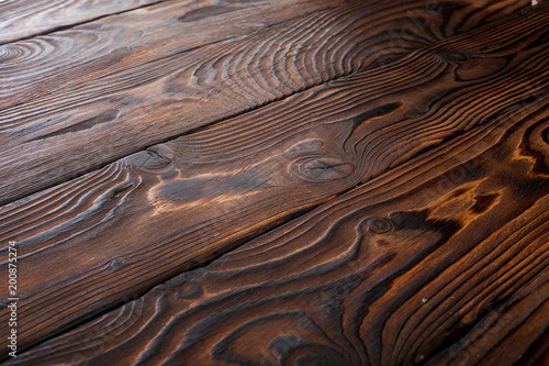 Old natural vintage grunge rustic dark brown wooden shabby background or wood texture
