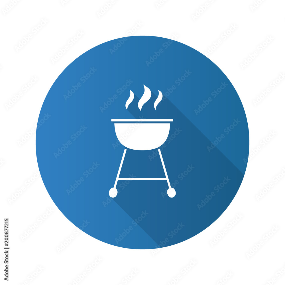 Kettle barbecue grill flat design long shadow glyph icon Kettle barbecue grill flat design long shadow glyph icon