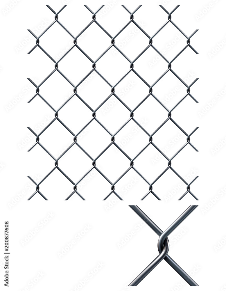 Chain Fence. Pattern for continuous replicate. Realistic vector 3d illustration Chain Fence. Pattern for continuous replicate. Realistic vector 3d illustration