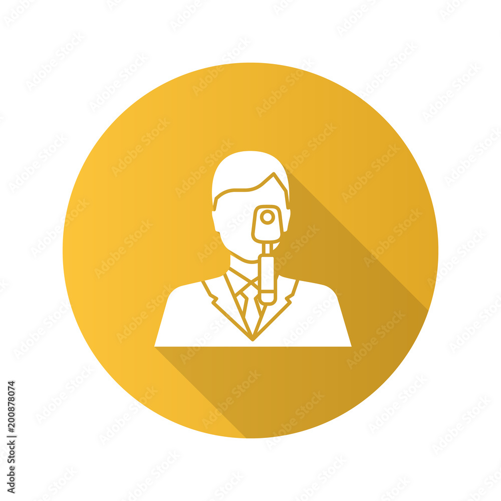 Doctor with ophthalmoscope flat design long shadow glyph icon Doctor with ophthalmoscope flat design long shadow glyph icon