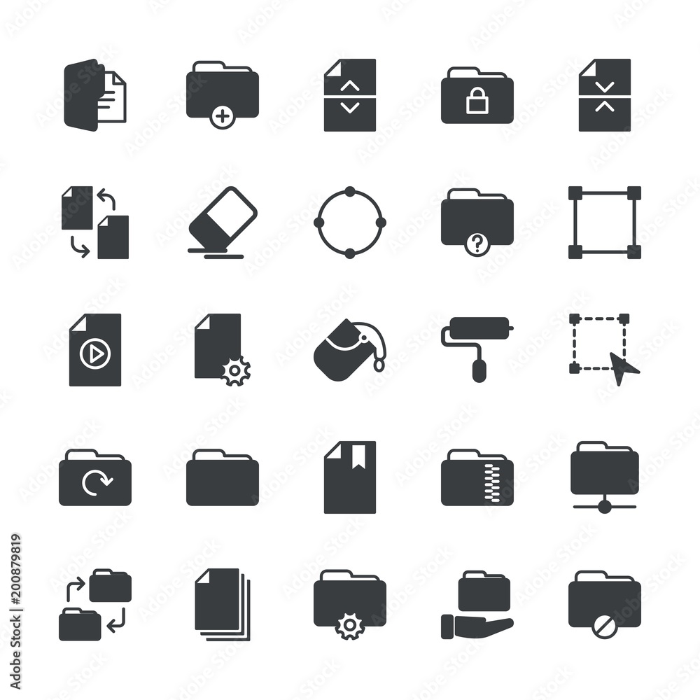 Modern Simple Set of folder, files, design Vector fill Icons ...