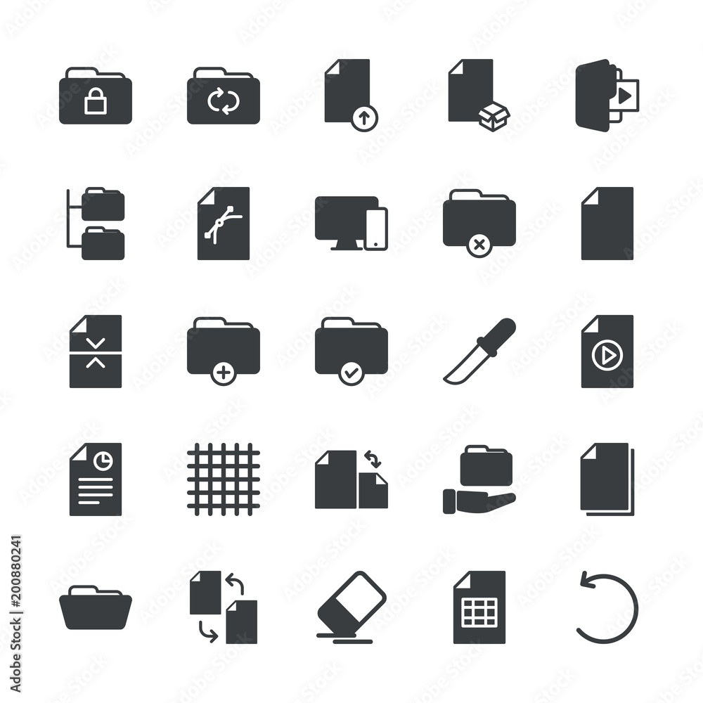 Modern Simple Set of folder, files, design Vector fill Icons. ..Contains such Icons as data, remove, add, internet, media, close, file and more on white background. Fully Editable. Pixel Perfect. Modern Simple Set of folder, files, design Vector fill Icons. ..Contains such Icons as data, remove, add, internet, media, close, file and more on white background. Fully Editable. Pixel Perfect.