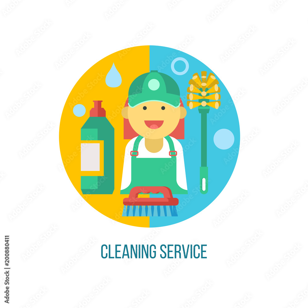 Cleaning service. Vector illustration, emblem. Cleaning service. Vector illustration, emblem.