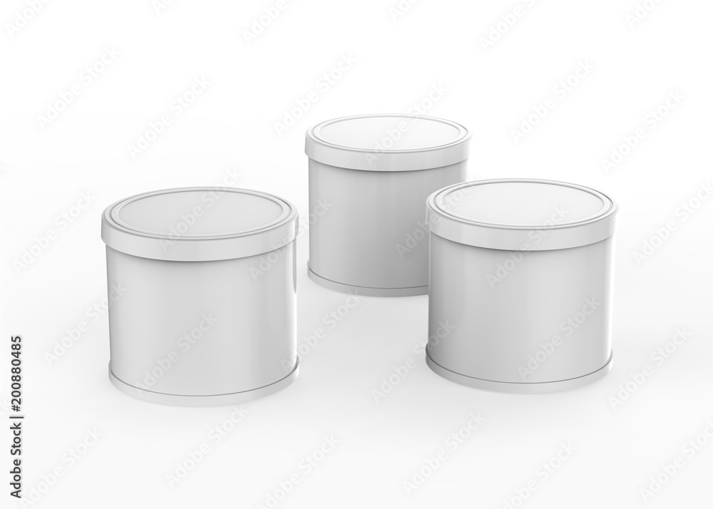Plastic Food Can Mock-up On Isolated White Background, Ready For Your Presentation, 3D Illustration Plastic Food Can Mock-up On Isolated White Background, Ready For Your Presentation, 3D Illustration