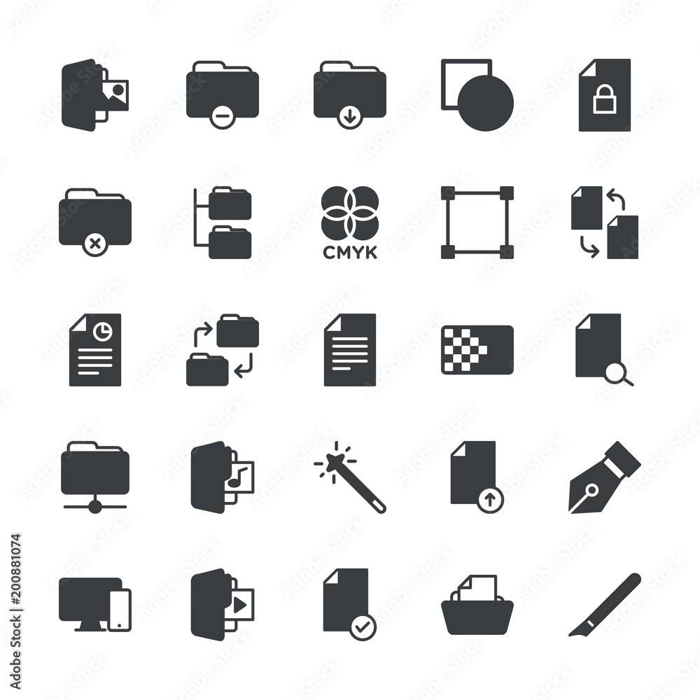 Modern Simple Set of folder, files, design Vector fill Icons. ..Contains such Icons as laptop, tablet, file, design, security, banner and more on white background. Fully Editable. Pixel Perfect. Modern Simple Set of folder, files, design Vector fill Icons. ..Contains such Icons as laptop, tablet, file, design, security, banner and more on white background. Fully Editable. Pixel Perfect.