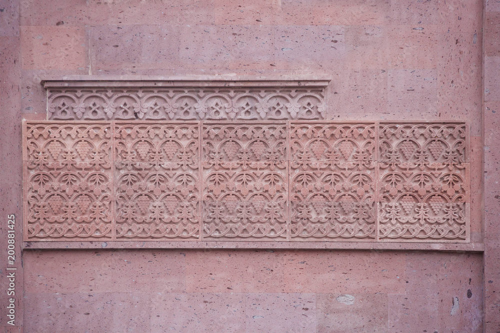 pattern as an architectural decoration the bas-relief in an ancient Armenian Church