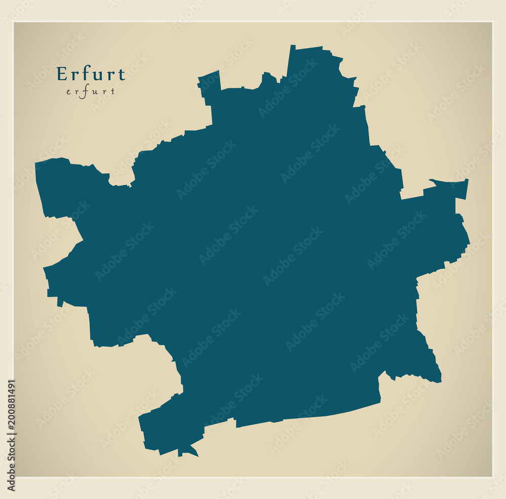 Modern City Map - Erfurt city of Germany DE