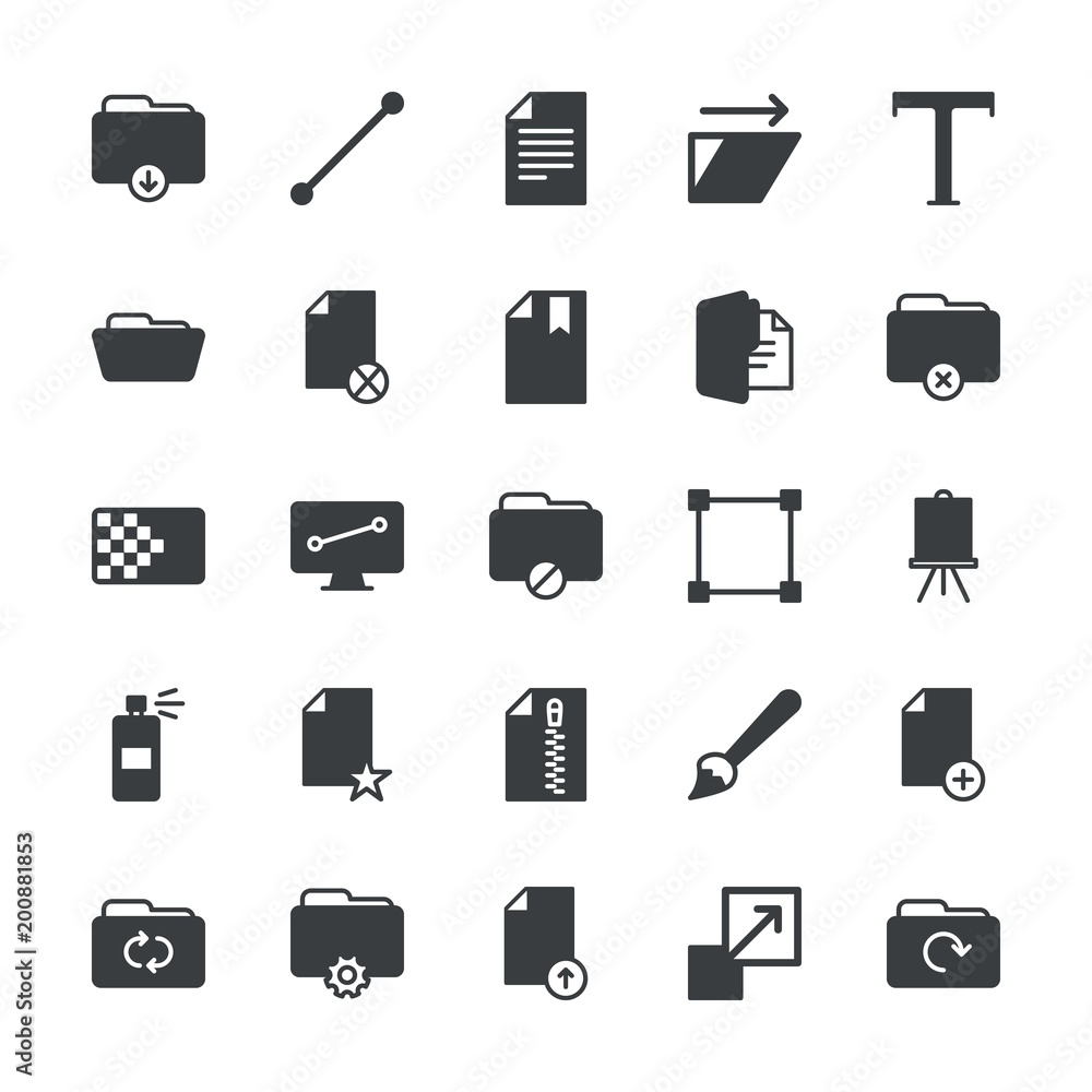 Modern Simple Set of folder, files, design Vector fill Icons. ..Contains such Icons as work, new, text, color, trim, tool, block, add and more on white background. Fully Editable. Pixel Perfect. Modern Simple Set of folder, files, design Vector fill Icons. ..Contains such Icons as work, new, text, color, trim, tool, block, add and more on white background. Fully Editable. Pixel Perfect.