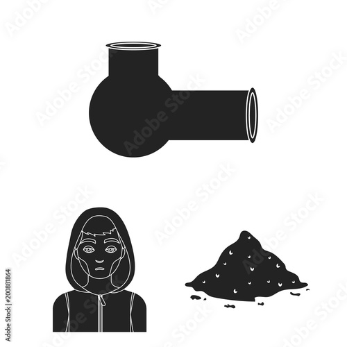 Drug addiction and attributes black icons in set collection for design. Addict and Drug vector symbol stock web illustration.