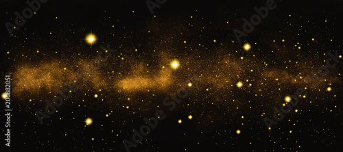 panorama of golden, starry sky