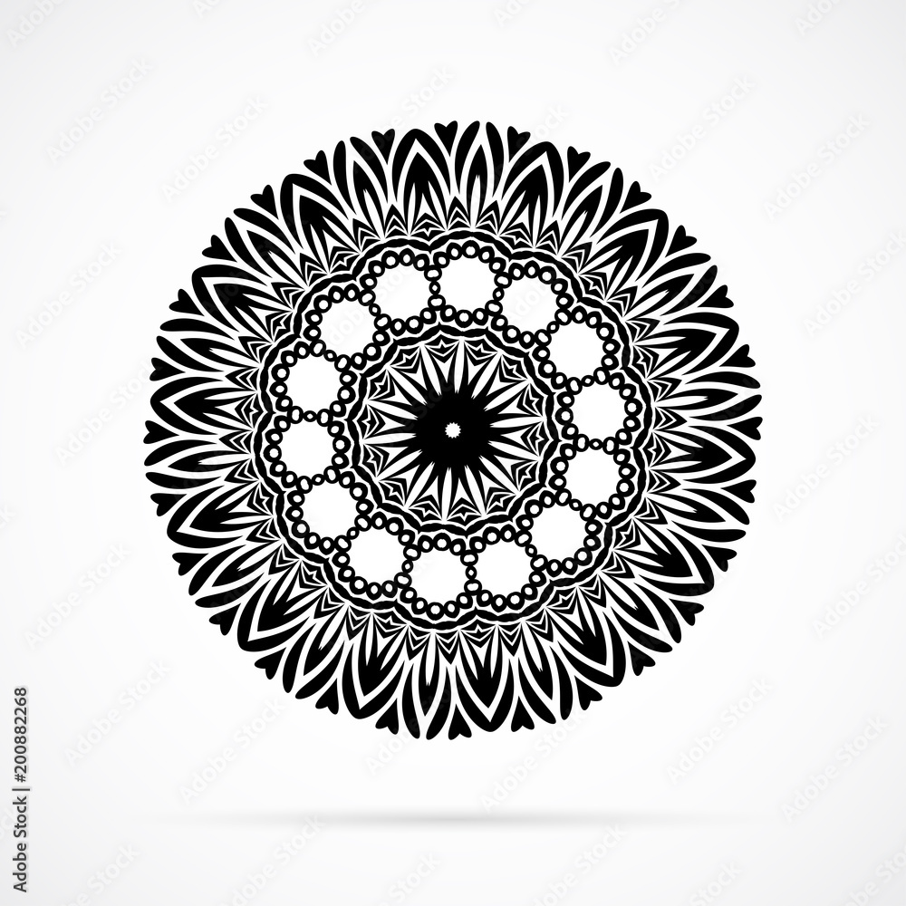 Vector Black Geometry Mandala over white Vector Black Geometry Mandala over white