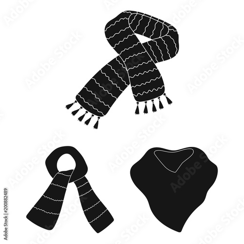 Scarf and Shawl black icons in set collection for design.Clothes and Accessory vector symbol stock web illustration.