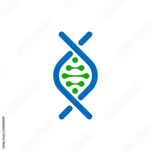 Genetic vector logo. DNA loop isolated logotype template on white background