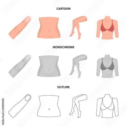 Finger, female feet, female, bust. Part of the body set collection icons in cartoon,outline,monochrome style vector symbol stock illustration web.