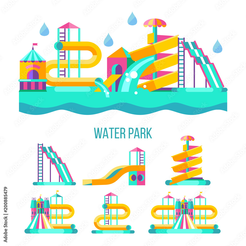 Water park. Hello summer. Vector clipart. Water park. Hello summer. Vector clipart.