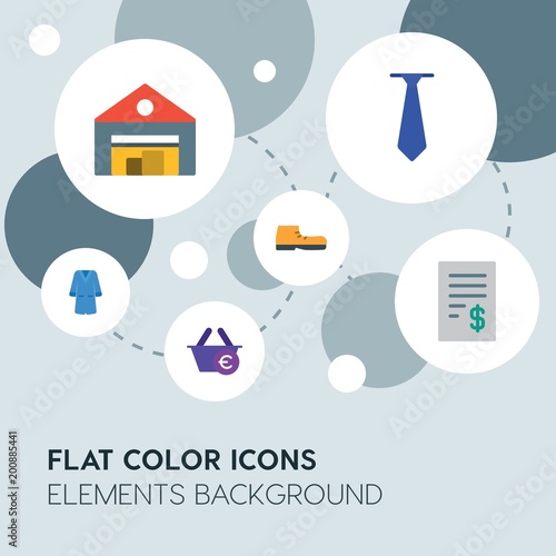 clothes, shopping flat vector icons and elements background with circle bubbles networks...Multipurpose use on websites, presentations, brochures and more..