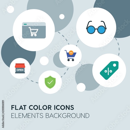 clothes, shopping flat vector icons and elements background with circle bubbles networks...Multipurpose use on websites, presentations, brochures and more..