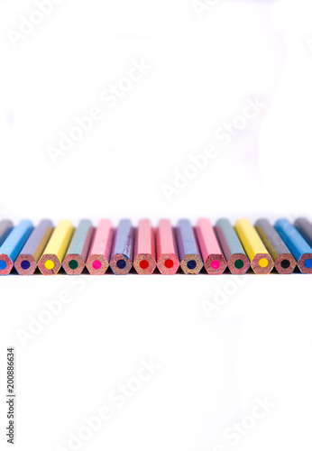 Colorful office supplies in white background