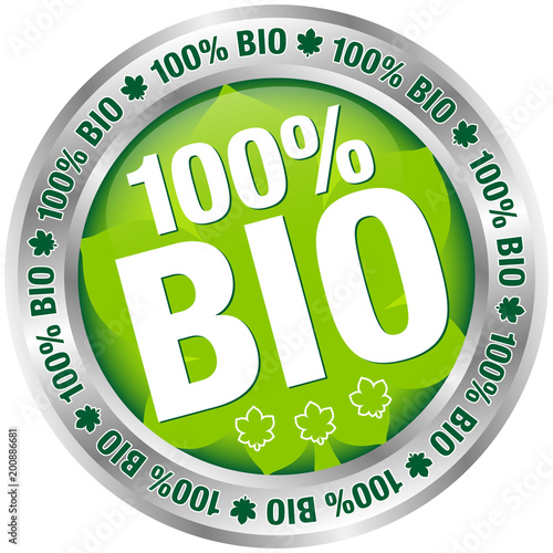 Button "100% BIO" Green/Silver Leafs
