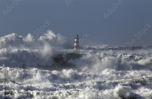 Rough sea with big waves