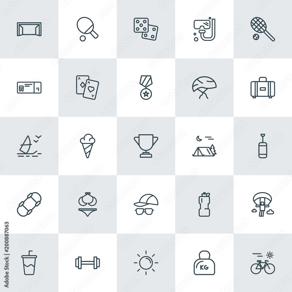 Modern Simple Set of sports, travel Vector outline Icons. ..Contains such Icons as parachute,  background,  extreme,  game,  kilogram, soda and more on white background. Fully Editable. Pixel Perfect.