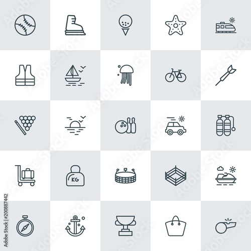Modern Simple Set of sports, travel Vector outline Icons. ..Contains such Icons as  team,  wave,  ice,  cup, winter, sport,  boxing,  fun and more on white background. Fully Editable. Pixel Perfect.