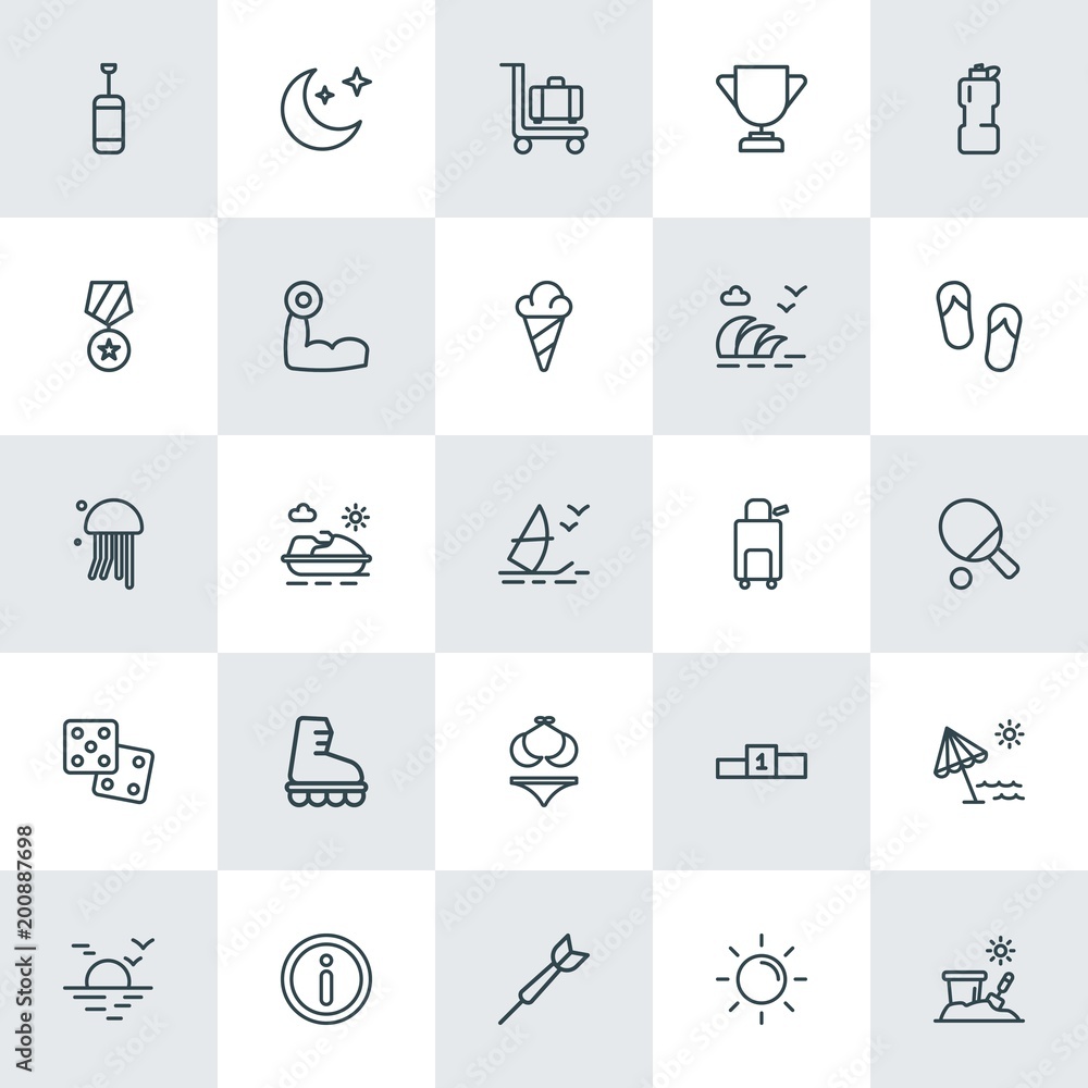 Modern Simple Set of sports, travel Vector outline Icons. ..Contains such Icons as  message,  web,  award,  wave, winner,  background,  toy and more on white background. Fully Editable. Pixel Perfect.