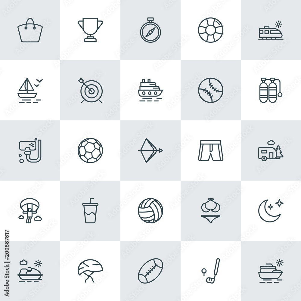 Modern Simple Set of sports, travel Vector outline Icons. ..Contains such Icons as  football,  style,  ragby,  sky,  background,  north and more on white background. Fully Editable. Pixel Perfect.