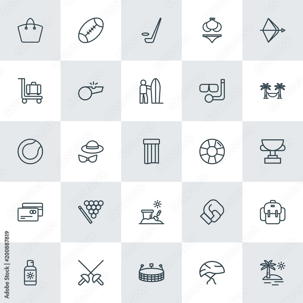 Modern Simple Set of sports, travel Vector outline Icons. ..Contains such Icons as  vacation, summer,  competition,  stadium, sport,  fight and more on white background. Fully Editable. Pixel Perfect.