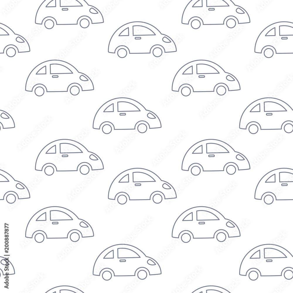 vector seamless pattern transport cars, white and gray colors