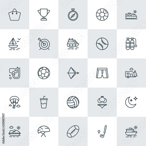 Modern Simple Set of sports, travel Vector outline Icons. ..Contains such Icons as  football,  style,  ragby,  sky,  background,  north and more on white background. Fully Editable. Pixel Perfect.