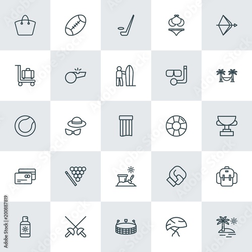 Modern Simple Set of sports, travel Vector outline Icons. ..Contains such Icons as  vacation, summer,  competition,  stadium, sport,  fight and more on white background. Fully Editable. Pixel Perfect.