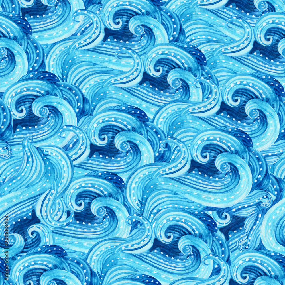 Watercolor waves seamless pattern Watercolor waves seamless pattern