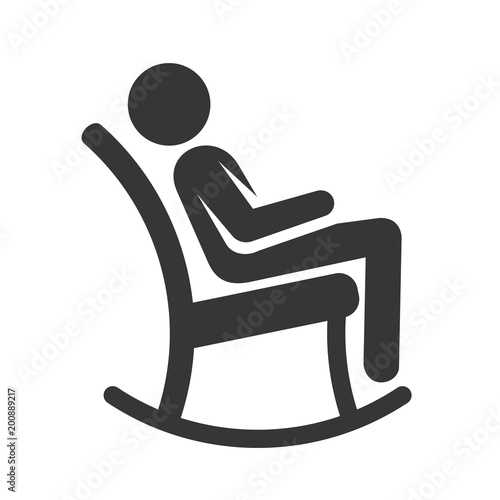 Man in Rocking Chair Icon. Vector