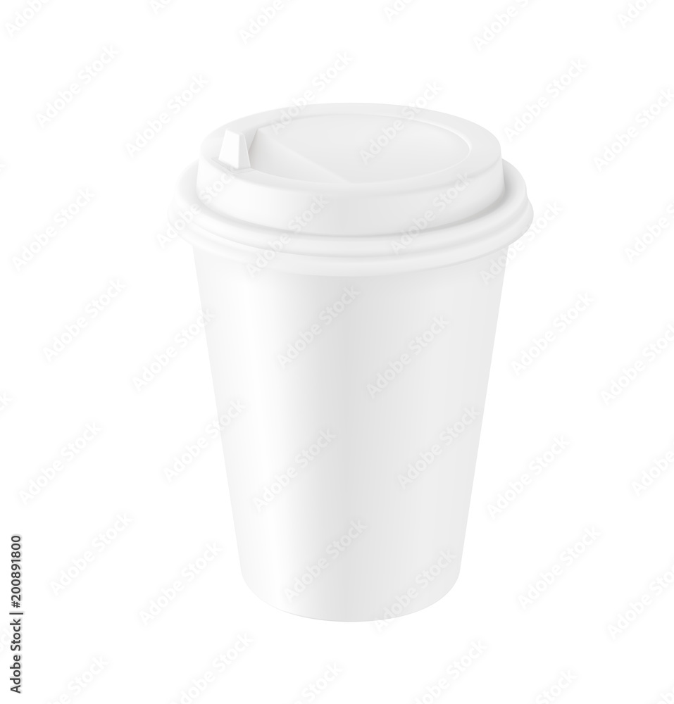 Realistic blank mock up paper cup with plastic lid. Coffee to go, take out mug. Vector illustration isolated and can be use for any backgrounds. EPS10. Realistic blank mock up paper cup with plastic lid. Coffee to go, take out mug. Vector illustration isolated and can be use for any backgrounds. EPS10.